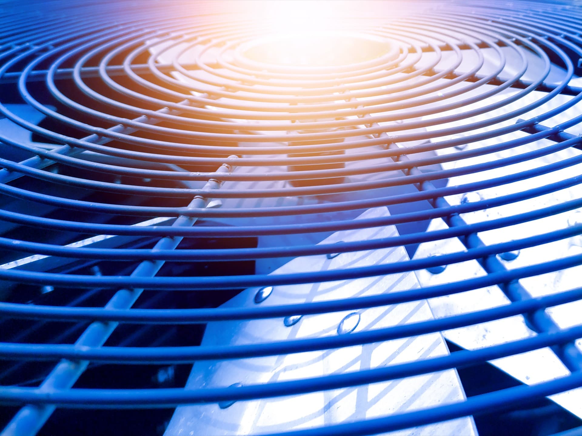 Close-up detail of HVAC condenser fins.